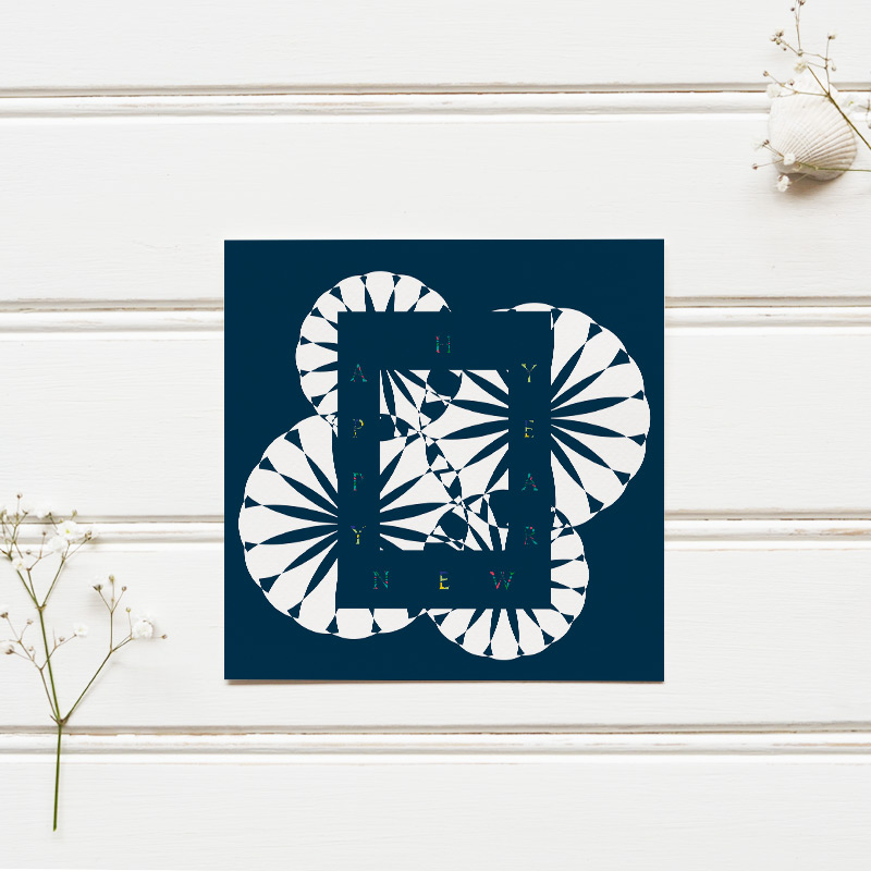 "Happy new year" bleu, carte de bonne année – Image 2