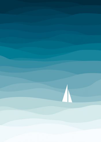 La mer • Affiche d'inspiration marine à Télécharger & à Imprimer / Motifs de vagues formant un camaieu de bleus - Conception originale Creative Lune