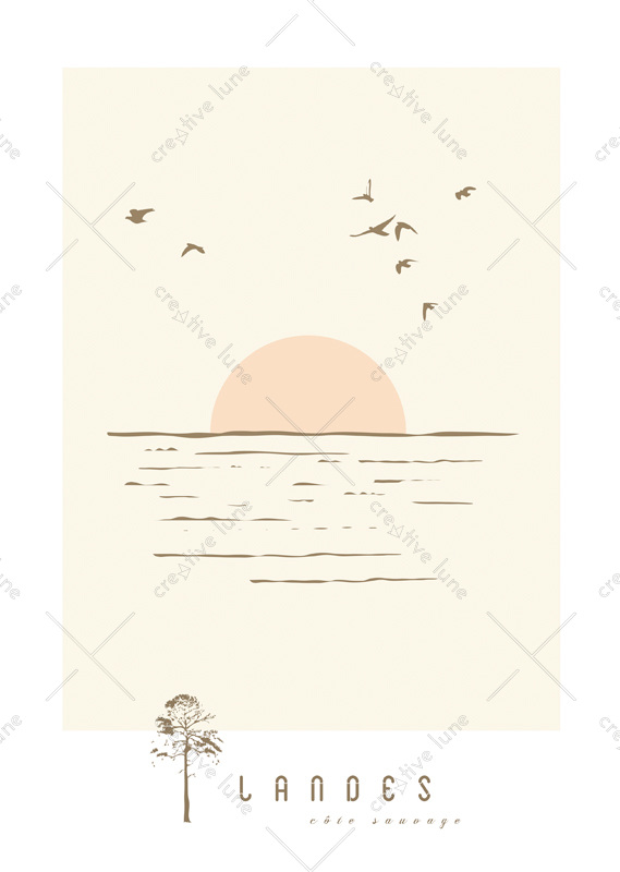 Côte sauvage - affiche Landes à imprimer • Creative Lune