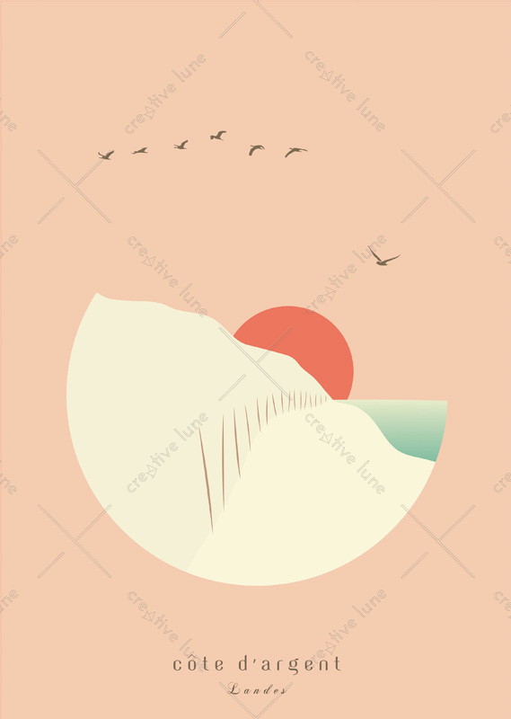 Côte d'argent - affiche Landes à imprimer • Creative Lune